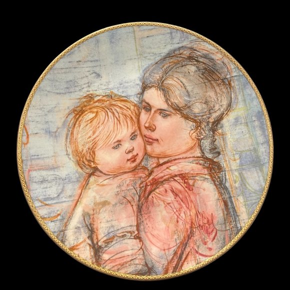 Vintage Edna Hibel Collector Plate " A Time to Embrace" March of Dimes, 1990 - Picture 1 of 2